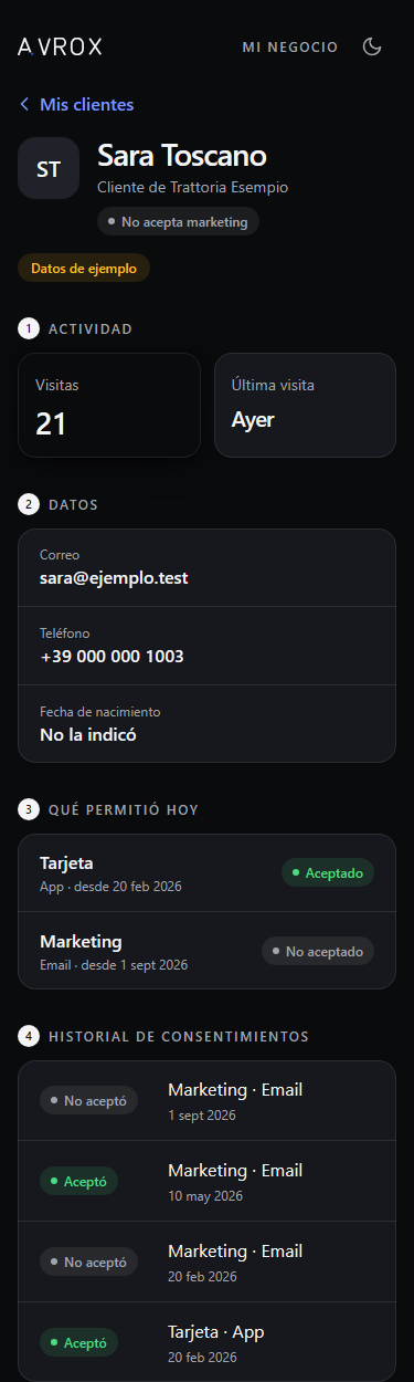 Lo stesso pannello in modo scuro